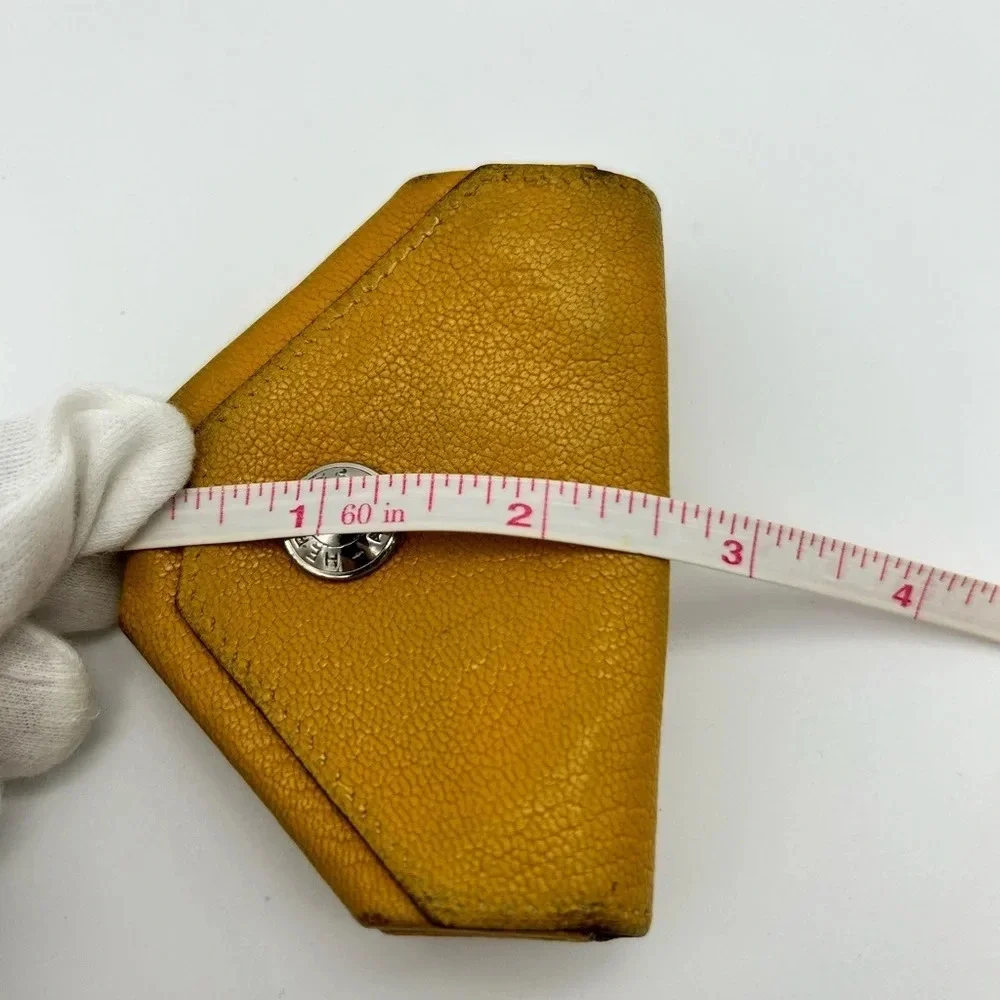 Auth HERMES Le Karan Yuit Coin Purse Yellow Leather F in Square (2002) Rare - Picture 12 of 12